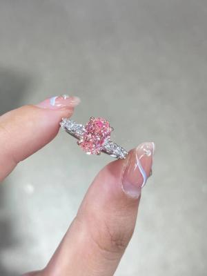 China 2.5ct Fancy Pink Lab Created Diamond Engagement Rings 18K White Gold Bridal Ring for sale