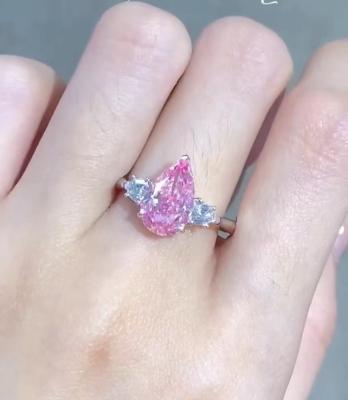 China Pear Pink 2 Carat Lab Made Diamond Engagement Rings for sale