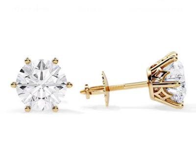 China Lab Grown Synthetic Diamond Studs Round Shape 2.5ct 18k White Gold CVD Diamond Earrings à venda