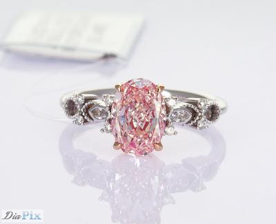 China 2.2ct IGI Certified Laboratory Grown Pink Oval Synthetic Diamond Classic Style 18 Karat White Gold Ring for sale