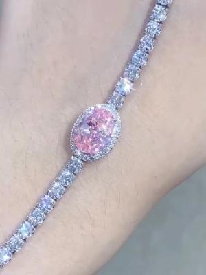 China 2.87ct Pink Diamond Tennis Bracelet Oval Cut Loose Synthetic Diamonds for sale