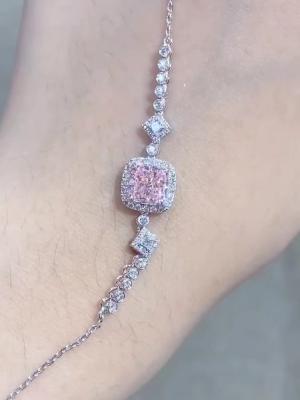 China Cushion Cut Lab Created Diamond Bracelet Pink Fancy Diamond Color 1.52ct à venda