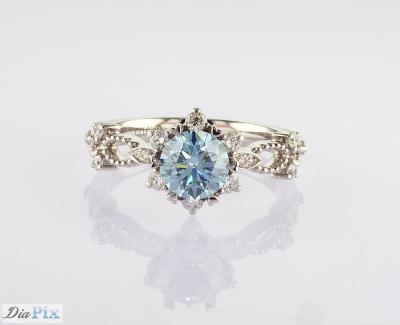 China Blue CVD 1.01ct Lab Grown Diamond Wedding Ring 18K White Gold Set IGI Certified à venda