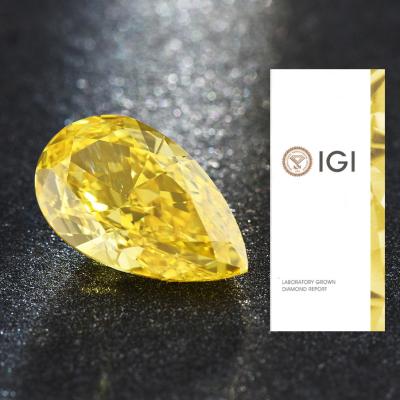 China 10 Mohs Loose Pear Cut Lab Gecreëerde Gele Diamant 2,1ct Tot 2,99ct Te koop