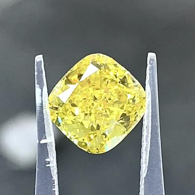 China Cushion Shaped Loose Stone 3ct+ VS1 HPHT Yellow Lab Grown Loose Stone IGI Certified Cushion Shaped Synthetic Diamond for sale