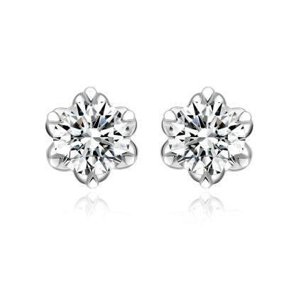 China Beautiful Flower Design 18k Lab Grown Diamond Earrings Jewelry  NGTC Certified Round shape 0.5ct diamond Earrings for sale