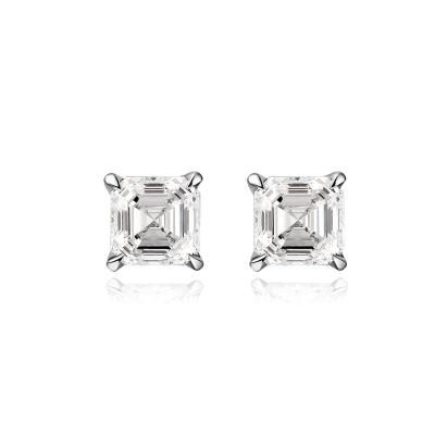 China Asscher Shape Classic Design 18k Lab Grown Diamant Oorbellen Sieraden Duurzame stijl Asscher Shape 1ct diamant Oorbellen Te koop