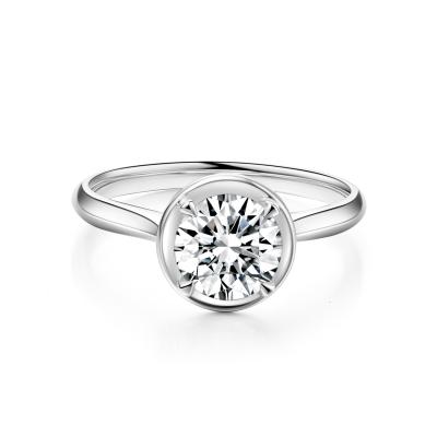 China Diseño clásico de venta caliente Anillo de diamante de laboratorio 18K Oro blanco estilo simple para el anillo de diamante diario en venta