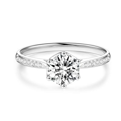 중국 핫 세일 랩 성장 다이아몬드 반지 18K 흰 금 선물과 파티에 아름다운 디자인 다이아몬드 반지 둥근 모양 반지 판매용