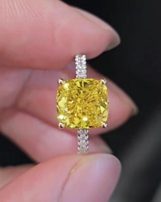 China Diamante fabricado em laboratório joalharia de laboratório anéis de diamante crescidos noivado anel de casamento diamante amarelo à venda