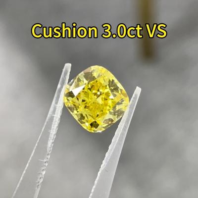 China A Big Carats Cushion Shaped Yellow Lab Grown Diamonds IGI Certified Polished Synthetic Diamond for sale
