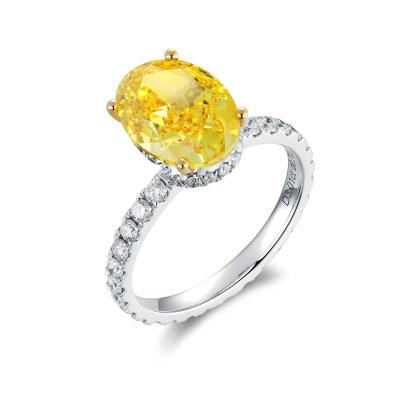 China OEM Lab Grown Diamond Rings Fancy Vivid Yellow Lab Created Colored Oval Diamond for sale