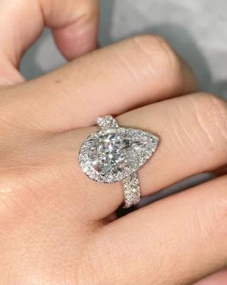 China Double Bands Diamond Ring Pear diamond ring Engagement Wedding Rings Lab Grown Diamond Rings à venda