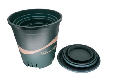 China OEM Nontoxic Polypropylene 20cm Black Plant Pot With Saucer for sale