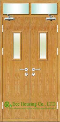 China Commercial fire retardant wooden doors With Glass Panel, 50mm thickness for sale