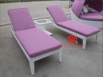 China Wholesale rattan wicker furniture brown rattan plastic sun lounger for sale