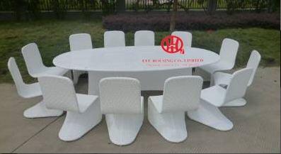China 12 seater white S shape chair rattan table set for sale