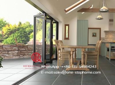 China Waterproof veranda double glazing aluminum bi folding door,Outdoor Dividers Soundproof fold door for sale