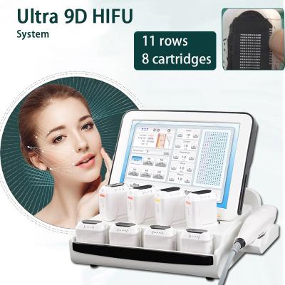 China 8 Kartuschen 9D HIFU Gesichtsmaschine Anti-Aging Hochintensiver fokussierter Ultraschall zu verkaufen