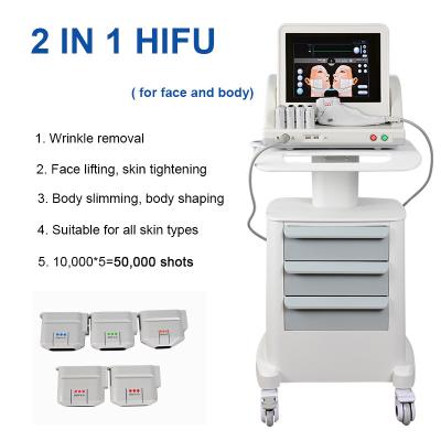 China 5 Köpfe 2 in 1 HIFU Beauty Machine Faltenentfernung Facelift für Gesicht und Körper zu verkaufen