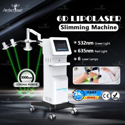 China Laser Lipolysis Lipolaser Slimming Machine 6D 532nm 635nm 600W for sale