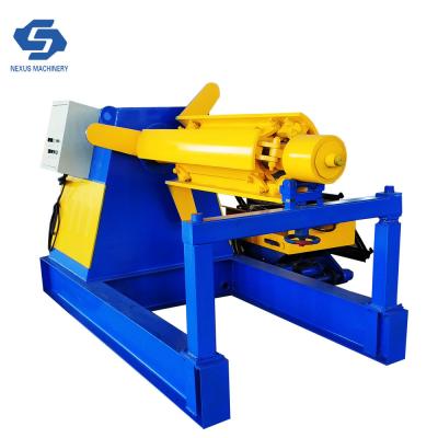 China                  5 Tons Hydraulic Decoiler with Heading Support/Metal Coils Distributor              for sale