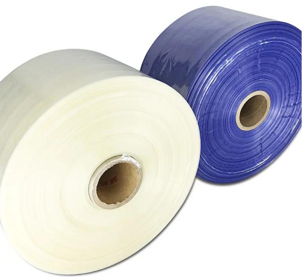 Quality 19 Micron Clear PVC Shrink Wrap Film Roll Centerfold Low Tempreture Shrink for sale