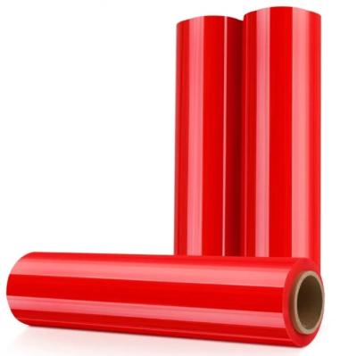 China Color rojo Película de estiramiento LDPE de 30 micras Película de estiramiento flexible de envoltura de paletas en venta