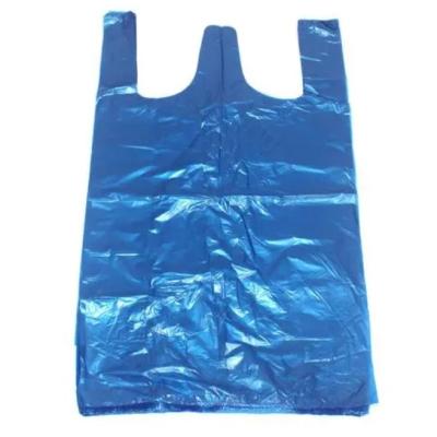 China OEM Blue Vest Style Plastic Carrier Bags 0.03mm Thickness Large Plastic Grocery Bags for sale