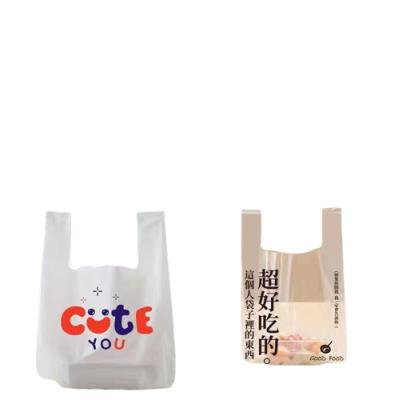 China Virgin PE-gedruckte Plastikwesten mit Handtaschen für den Einkauf zu verkaufen