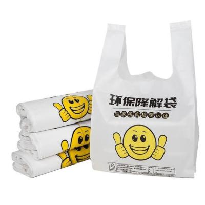 China Sacos de compras biodegradáveis personalizados Sacos de transporte de coletes biodegradáveis de 13 microns à venda