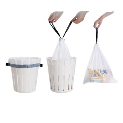 China Kitchen Small Drawstring Garbage Bags PE Recyclable Trash Can Liners for sale