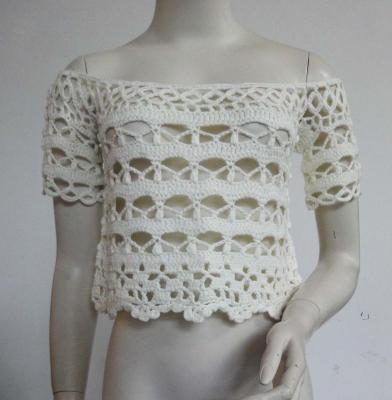 Китай Acrylic с подрезанной плечом верхней части вязания крючком руки подрезанной одеждой продается