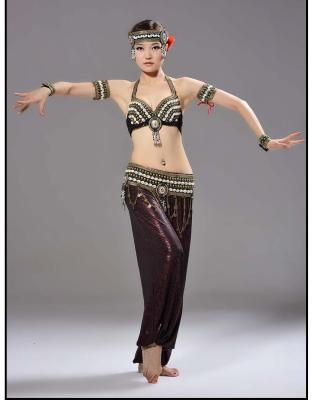 China Shell Beaded Tribal Belly Dance Bra And Belt Set With Circles Decoration for sale