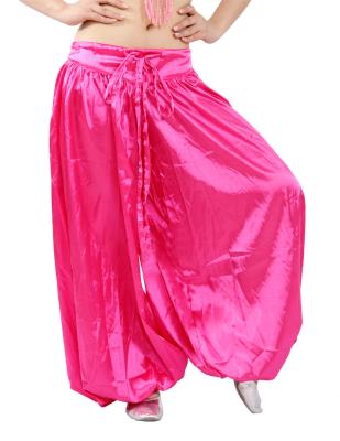 China Stretchy satin harem belly dance pants , belly dancing harem pants pink , black color for sale