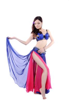 China Layered leaf professional belly dance attire / costumes with diamonds for sale