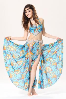China One piece sexy print egyptian belly dance costumes / outfits with diamonds for sale