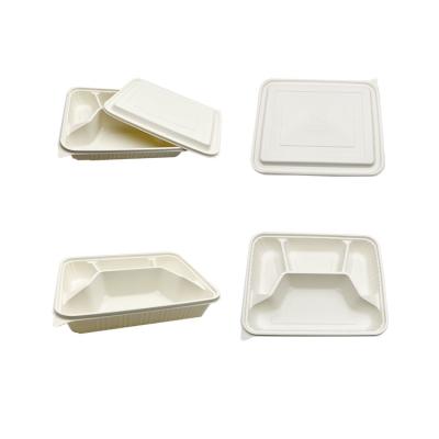 China Disposable PLA Sheet For Thermoforming Four Compartment Plates Bagasse Dishes for sale