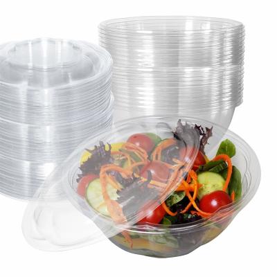 China Recyclable Plastic Disposable Container Salad Tray Food / Fruit Bowl With PET Lid for sale