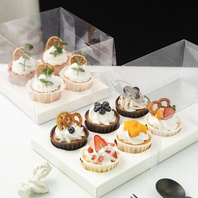 China OEM PET Cupcake Transparent Clear Box Folding Carry Out With Divider Handle for sale