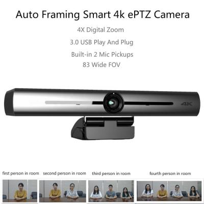 China 4k EPTZ 4X Digital Zoom auto focus video webcam Chat Online Laptop Webcam Camera for Video Conference for sale