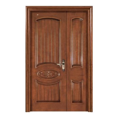 China 2.1m Height Pure Solid Wood Entry Doors PU Painting Wooden Entrance Door For Home for sale