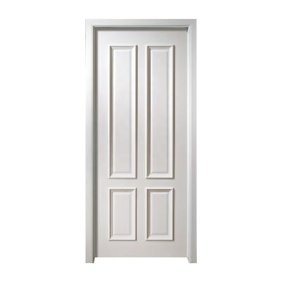 China Solid Core 4 Panel Bedroom Door HDF MDF White Wood Interior Doors for sale