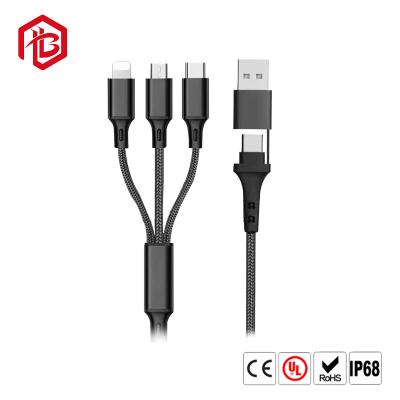 China Micro USB Type C Lighting 3 4 In 1 3A Multi Phone Charger Fast Charging USB Data Cable en venta