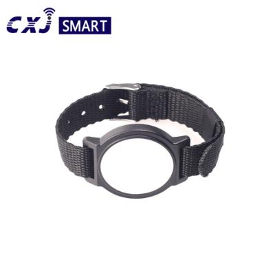 China Contactless Fabric RFID NFC Bracelet Silicone Woven  1k Chips for sale