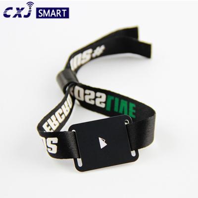 China 1k Band RFID Woven Fabric Wristbands S50 For Festival Wedding for sale