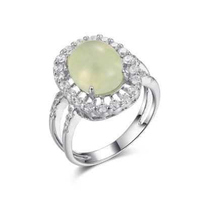 China Stone of Hope 925 Silver Gemstone Rings 9x11mm Oval Prehnite for Women for sale