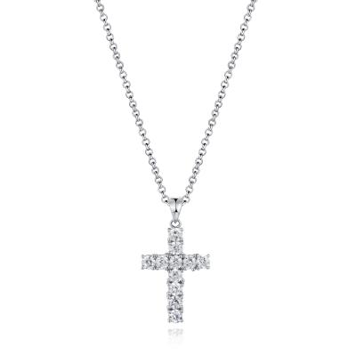China 3.25mm Cubic Zircon Silver CZ Cross Pendant 2.02g Holy Necklace Custom Jewellery for sale