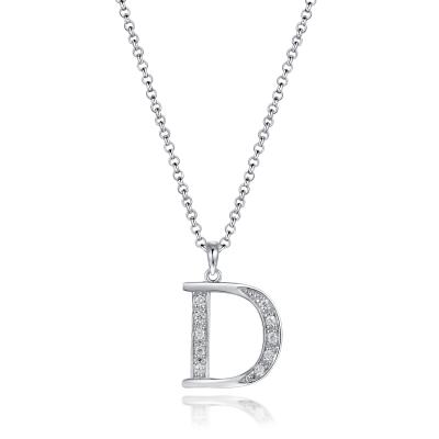 China Customized Letters Pendant Cubic Zircon Silver CZ Cross Pendant Beaded Necklace for sale