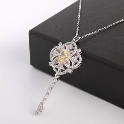 China Latest Heart Key CZ Pendant Necklace For Women Charm 925 Sterling Silver Pendant for sale